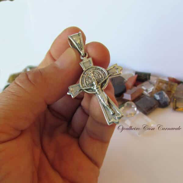 crucifixo medalha dupla d so bento prata macica codigo 2219 234501 MLB20334971915 072015 F 1